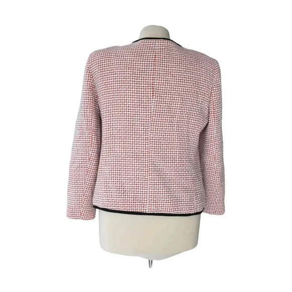 CeCe Cotton Tweed Style Blazer Cropped Black Piping Size 12 Career Twee - Picture 3 of 6